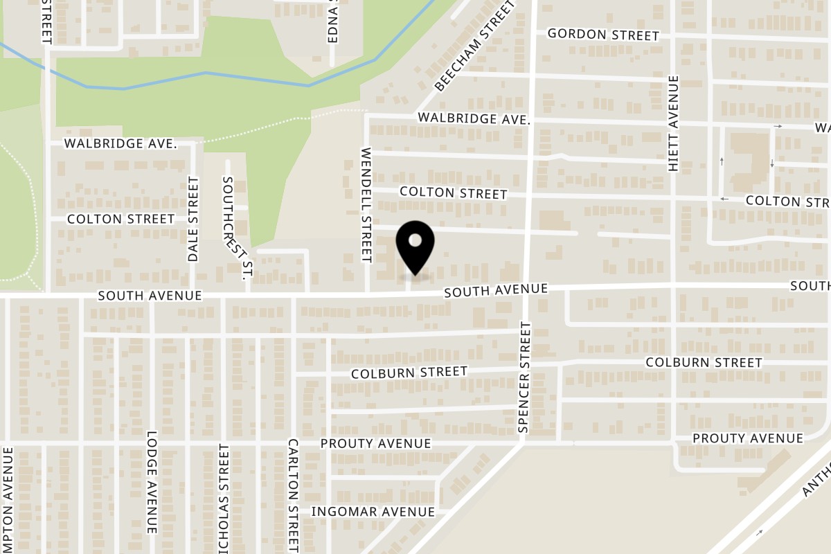 Map showing the location of El Tipico Restaurant on 1444 South Ave in Toledo